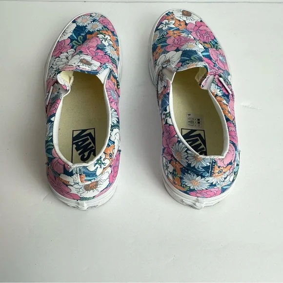 ❌SOLD❌Vans Floral Canvas Shoes Women's 8.5 or Men's 7 Slip On Off The Wall Pink - Picture 4 of 9